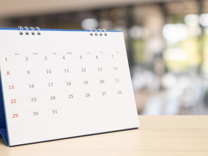 Calendar sitting on table