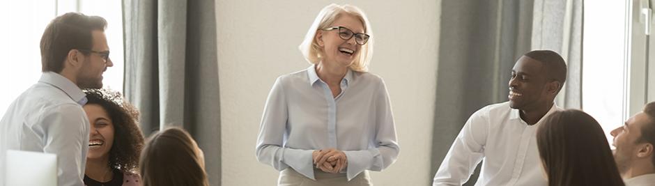 Diverse group of people smiling