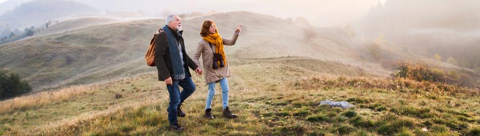 retired couple sightseeing