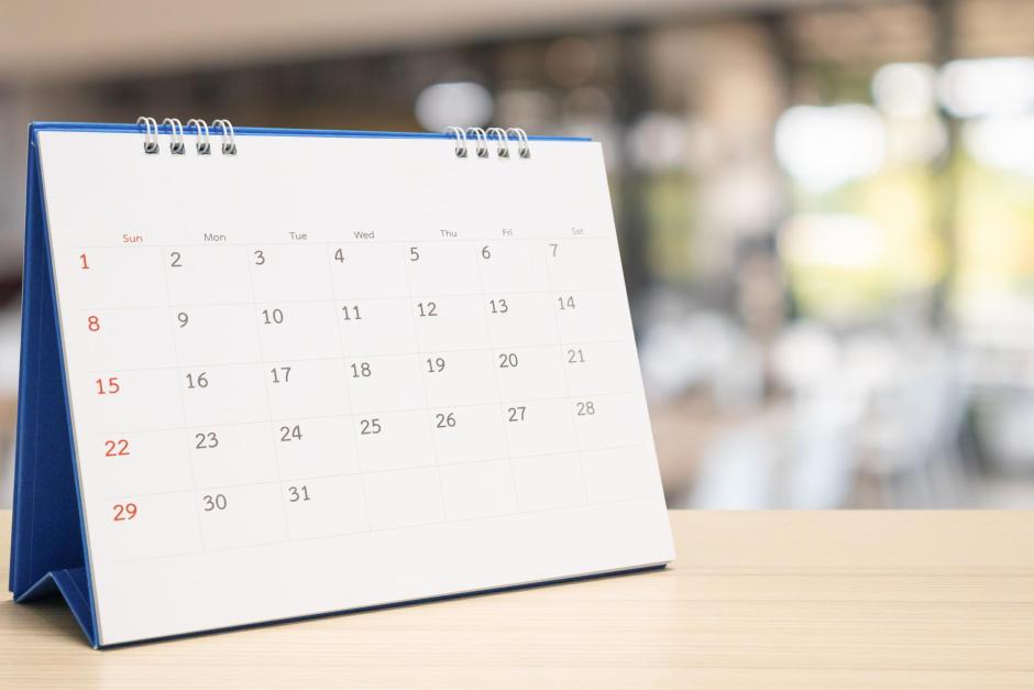 Calendar sitting on desk